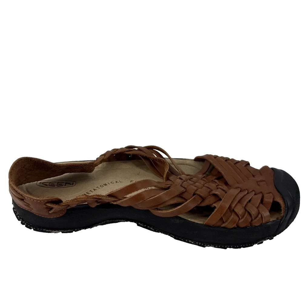 KEEN Fisherman Sandals Women 8 Brown Leather Woven Closed Toe Outdoor Comfort